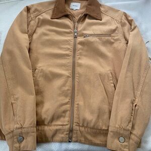 Reformation Tan Lightweight Shirt Jacket with Ribbed Collar